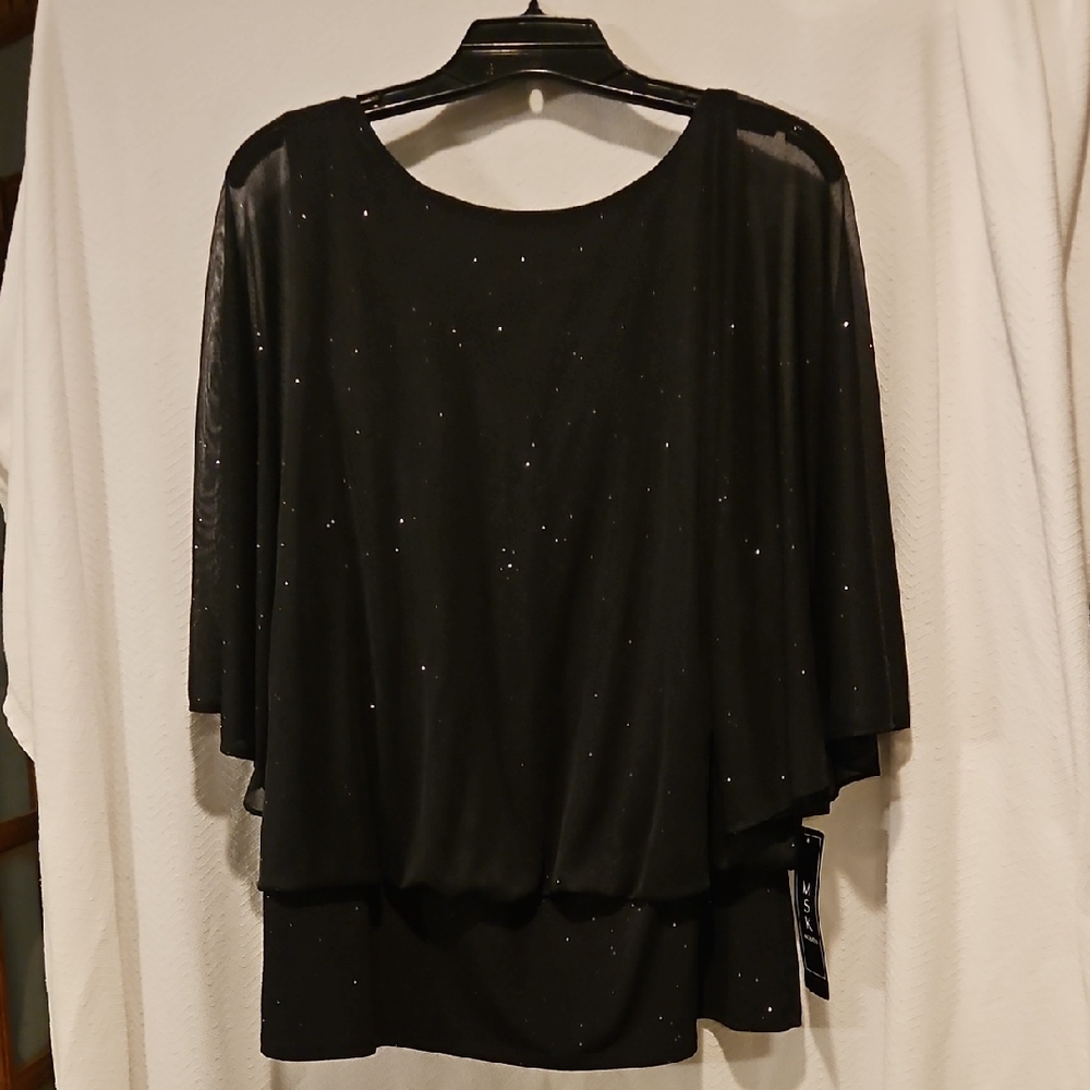 Chic Black Sheer Overlay Top